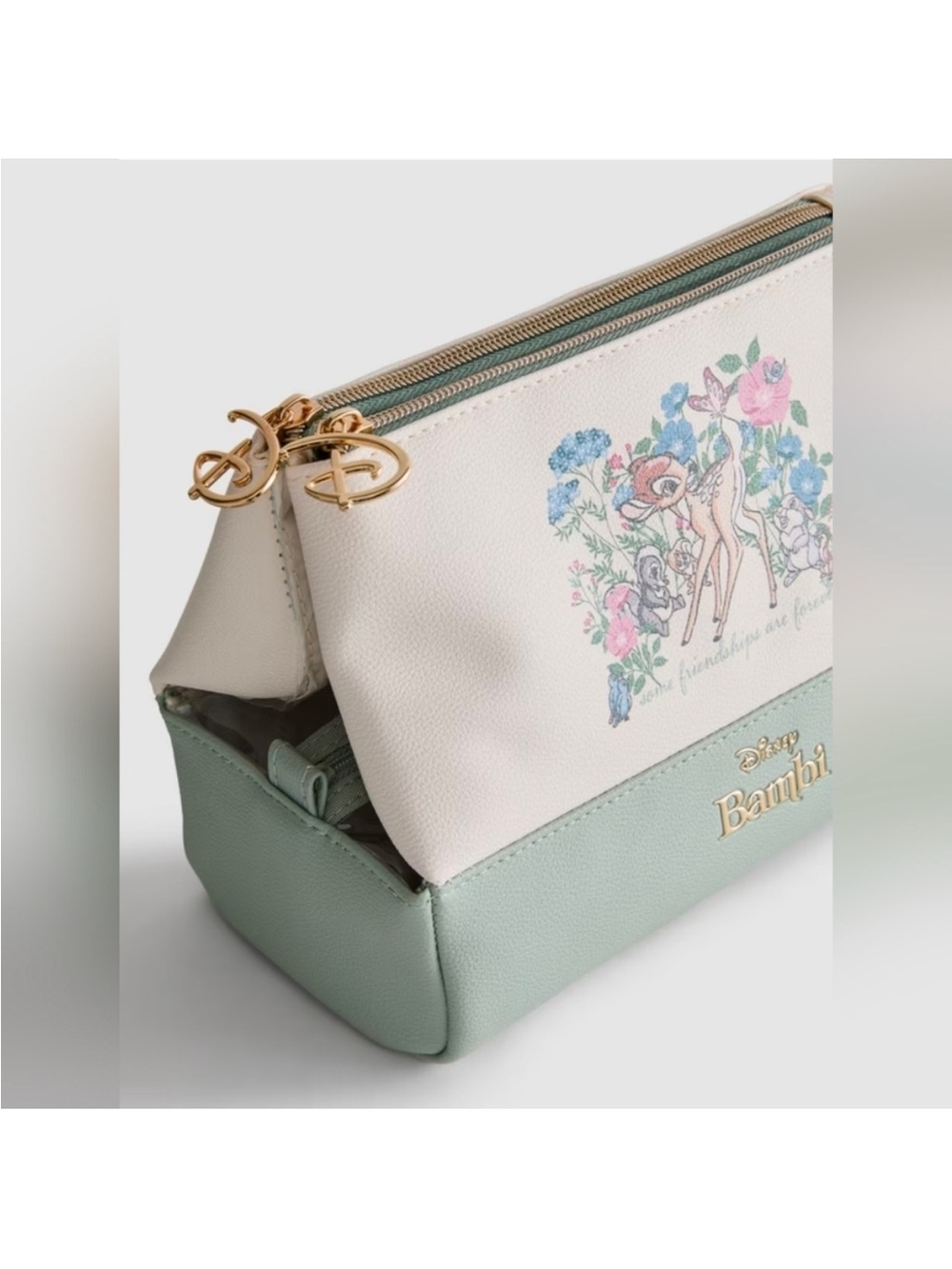 Disney/Primark NWT Bambi DTwo-Tone Cosmetic Pouch - Cream & Sage - Picture 3 of 4